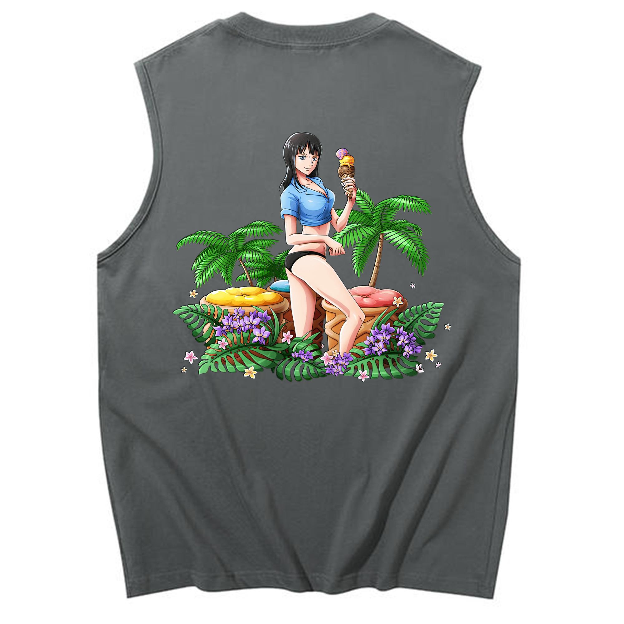 ワンピース ニコ・ロビン ONE PIECE Nico Robin コットン100％タンクトップ（背面プリント）